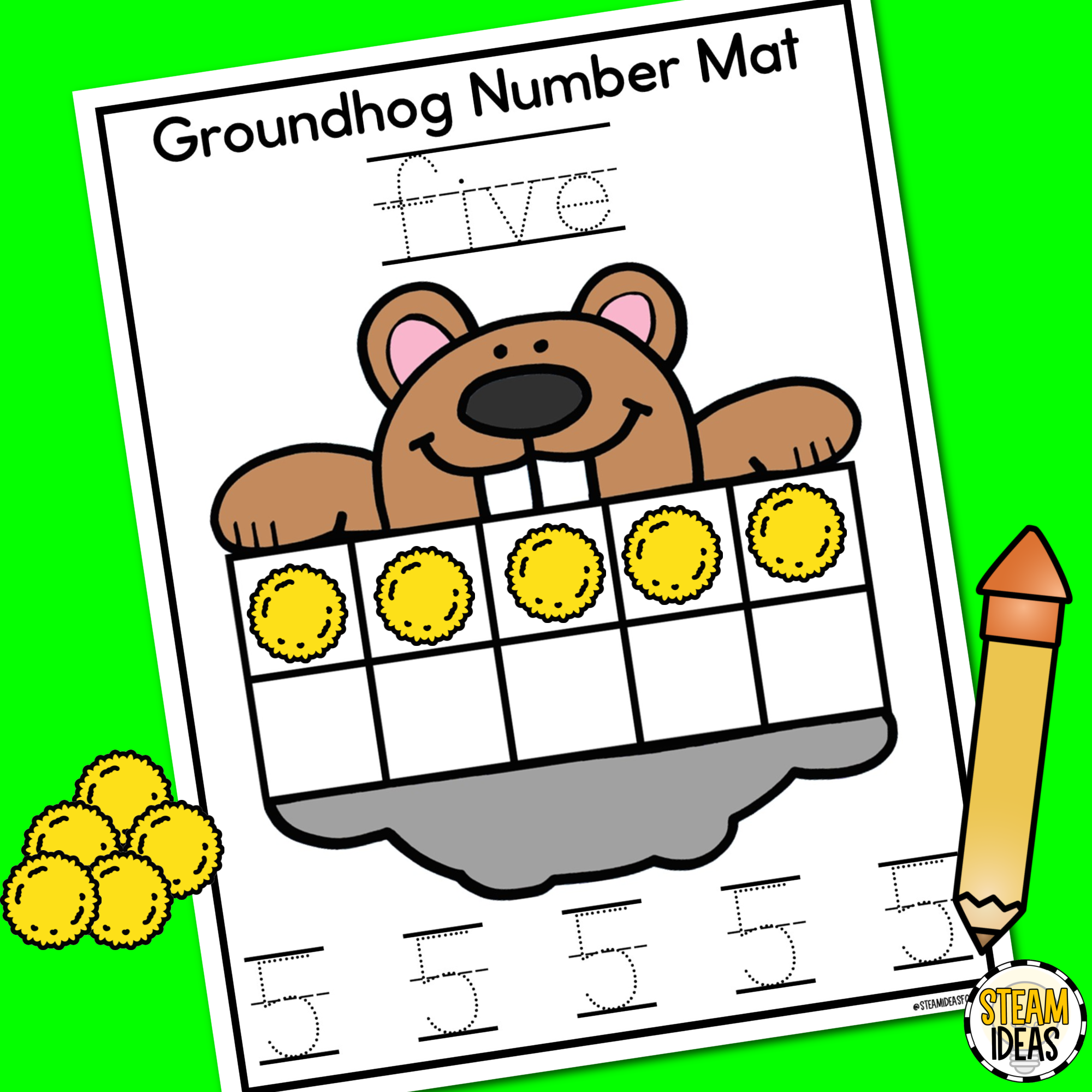 Groundhog Number Mats