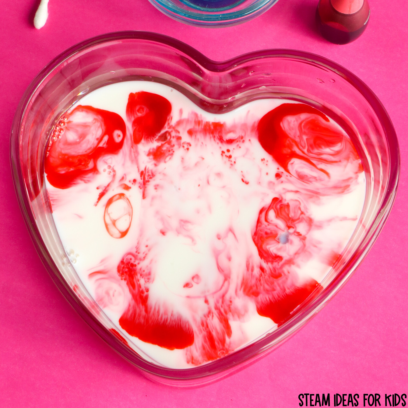 Valentine’s Day Marbled Milk Science Experiment