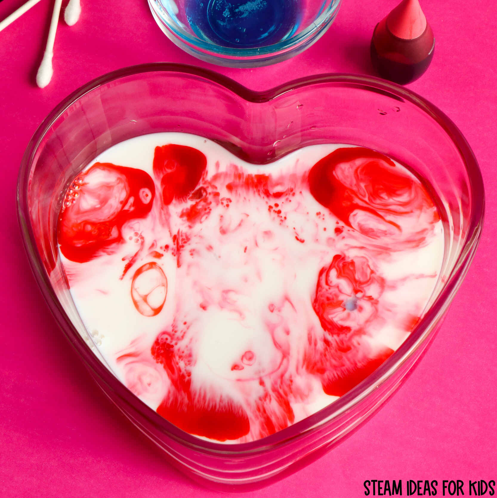 Valentine’s Day Marbled Milk Science Experiment